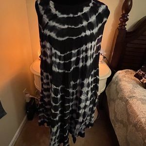 Black and white tie dyed tank beach dress